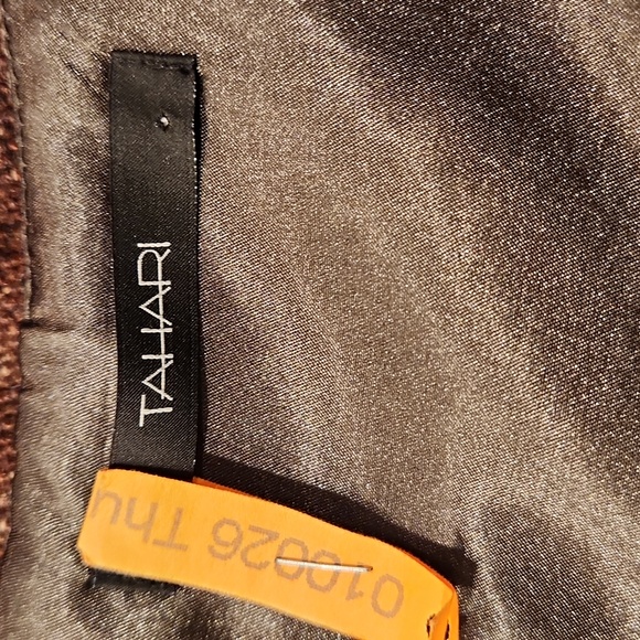 Elie Tahari Brown Print Fitted Zip Back Shift Dress Cap Sleeve SZ 6 - Picture 7 of 13